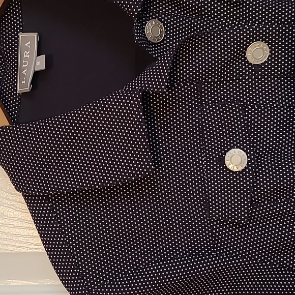 LAURA navy and white jean-style jacket/blazer, long sleeve, size 8 - Picture 2 of 8